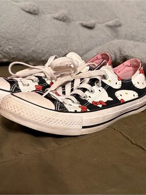 Converse Black & White Hello Kitty Low Top Sneakers with Pink Lining
